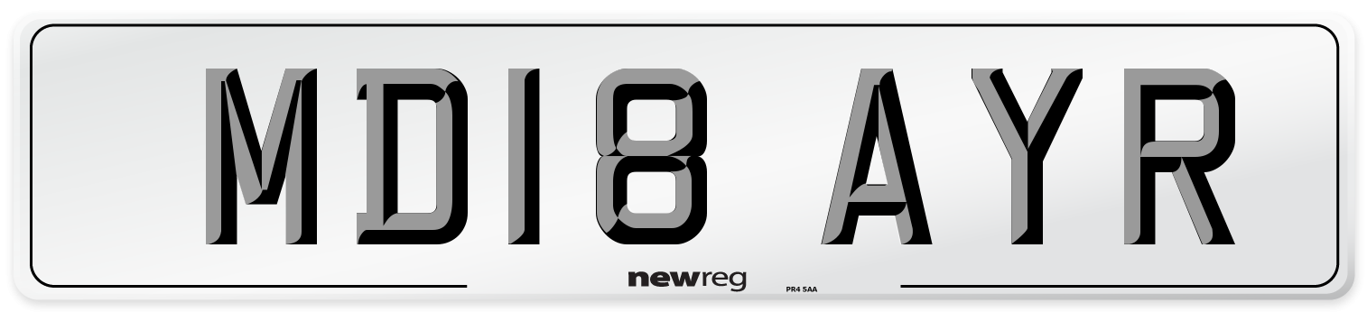 MD18 AYR Number Plate from New Reg